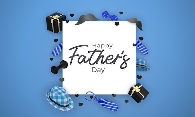 PSD tarjeta de felicitación del día del padre feliz con texto editable e imagen renderizada de alta calidad