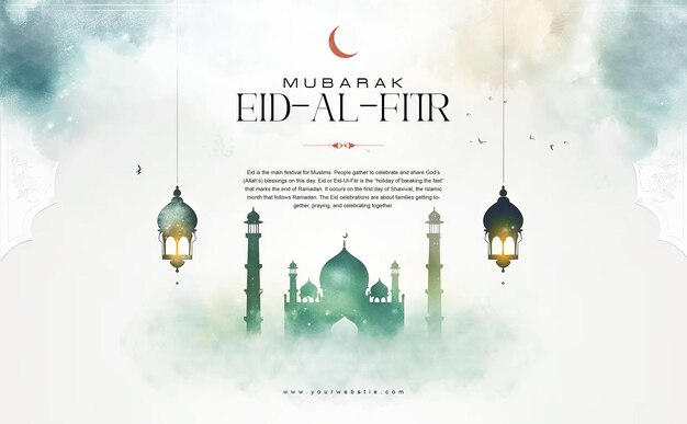 PSD tarjeta de felicitación para el eid al fitr