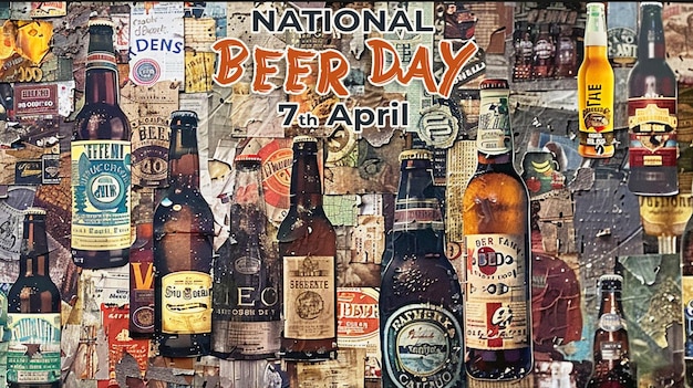 PSD tarjeta de felicitación especial para el día nacional de la cerveza con un fondo de psd