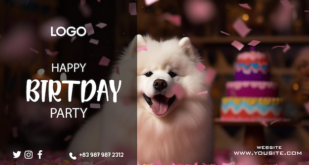 PSD una tarjeta de feliz cumpleaños con un perro