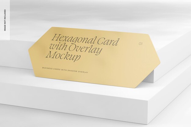 Tarjeta hexagonal con maqueta superpuesta, inclinada