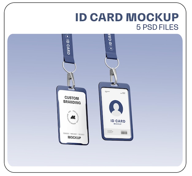 Tarjeta de identificación de empleado de oficina editable con maqueta de cordón para la identidad de la marca
