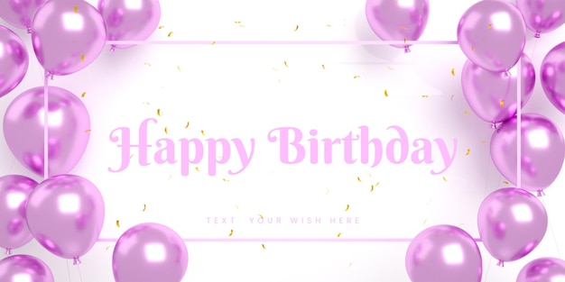 Tarjeta de invitación de banner de feliz cumpleaños para plantilla de publicación de redes sociales de instagram rosa con marco
