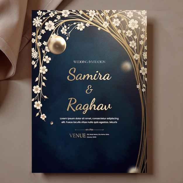 Tarjeta de invitación de boda elegante