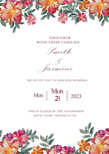 Tarjeta de invitación de la boda floral