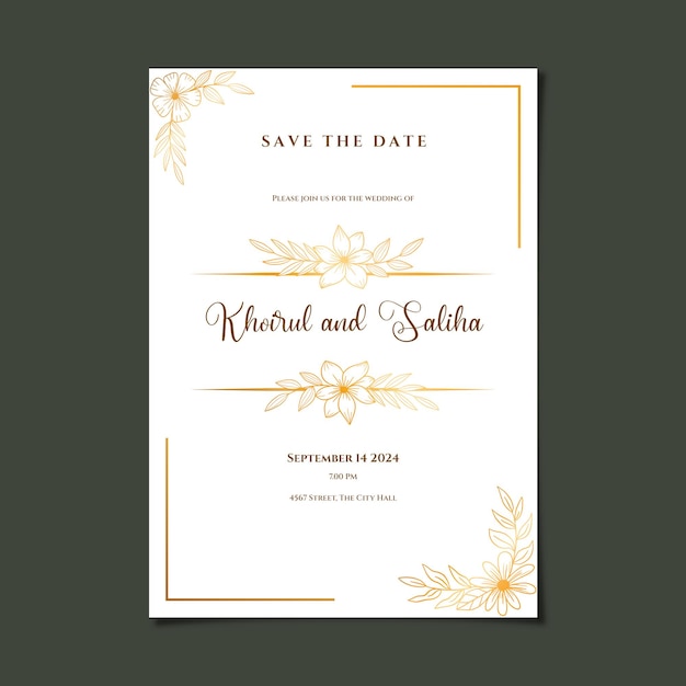 PSD tarjeta de invitación de boda minimalista