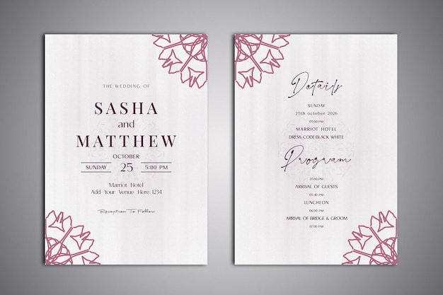 Tarjeta de invitación de boda simple y minimalista.