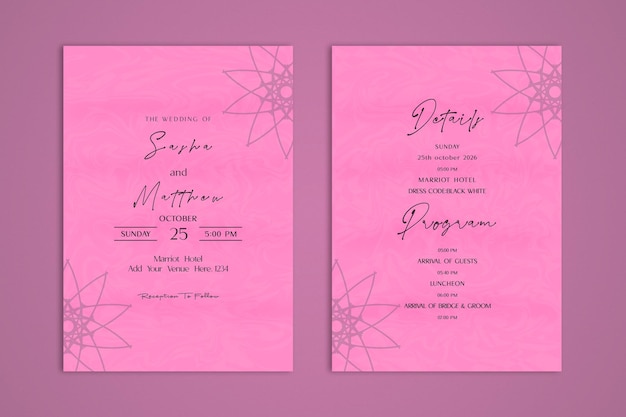 Tarjeta de invitación de boda simple y minimalista.