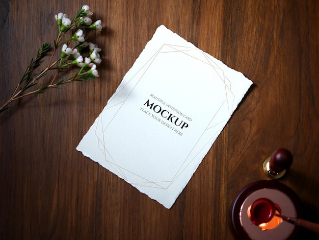 PSD tarjeta de invitación de maqueta para saludar a la invitación de boda