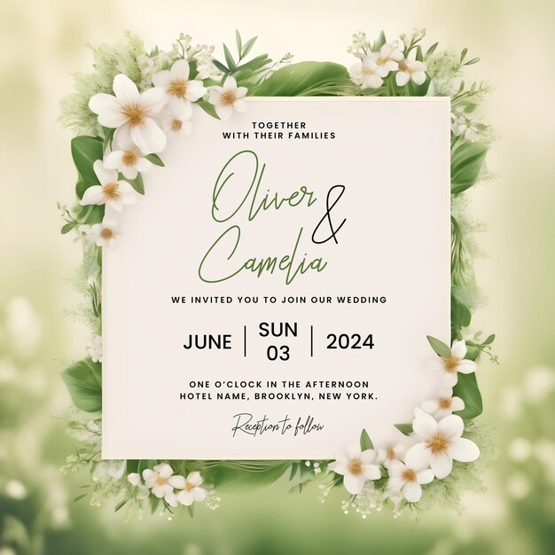 Tarjeta de invitación con patrón floral sin costuras Tarjetas de invitación de boda plantillas