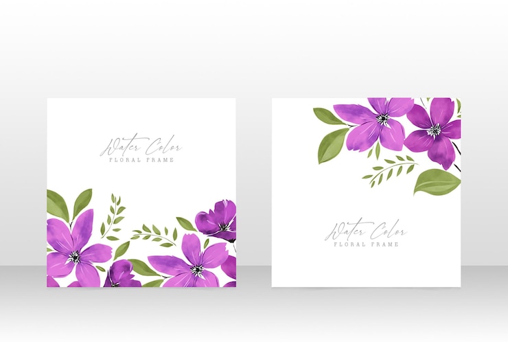 PSD tarjeta de marco botánico de invitación de boda femenina floral