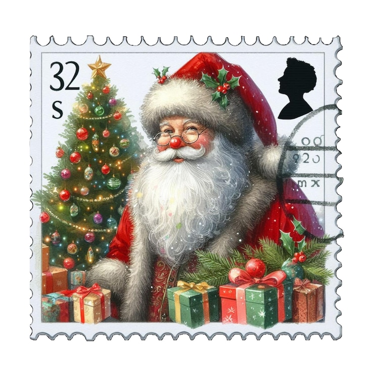 PSD una tarjeta de navidad con un papá noel en ella