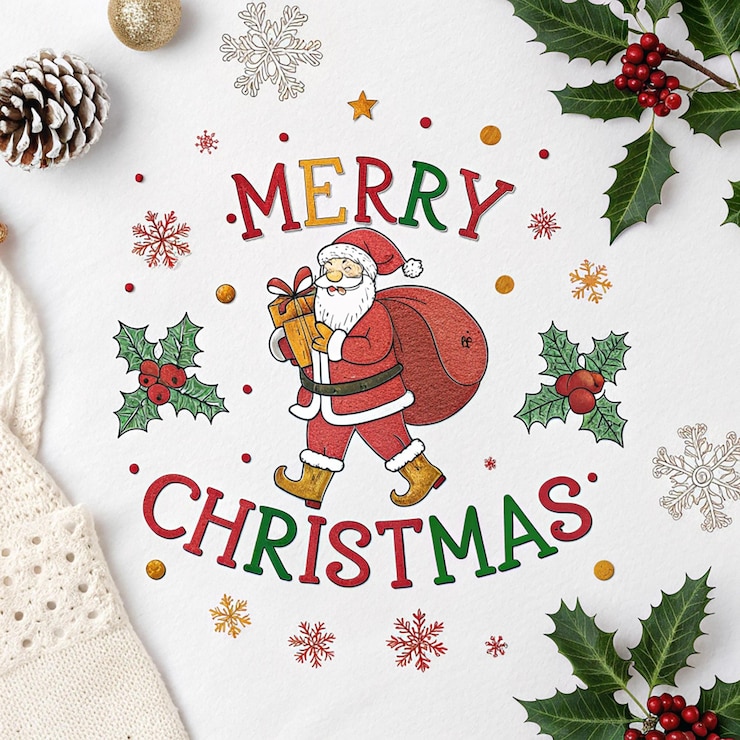 PSD una tarjeta de navidad con papá noel y una tarjeta de navidad