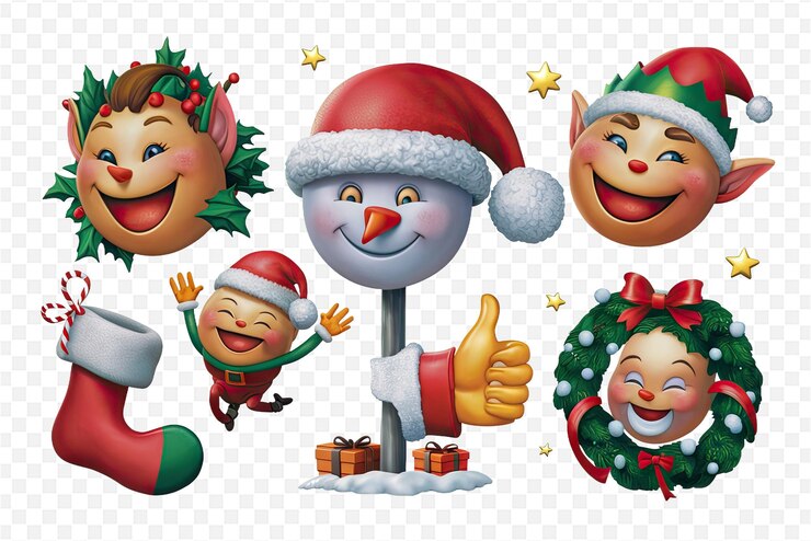 PSD una tarjeta de navidad con un personaje de dibujos animados y un sombrero de santa