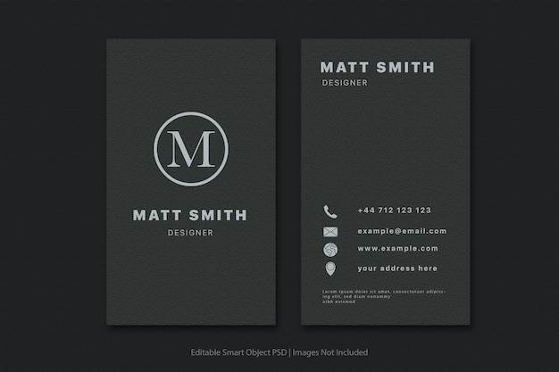Una tarjeta de presentación que diga diseñador de Matt Smith.