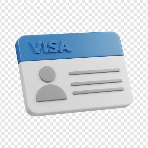 Tarjeta Visa renderizada en 3D sobre un fondo transparente