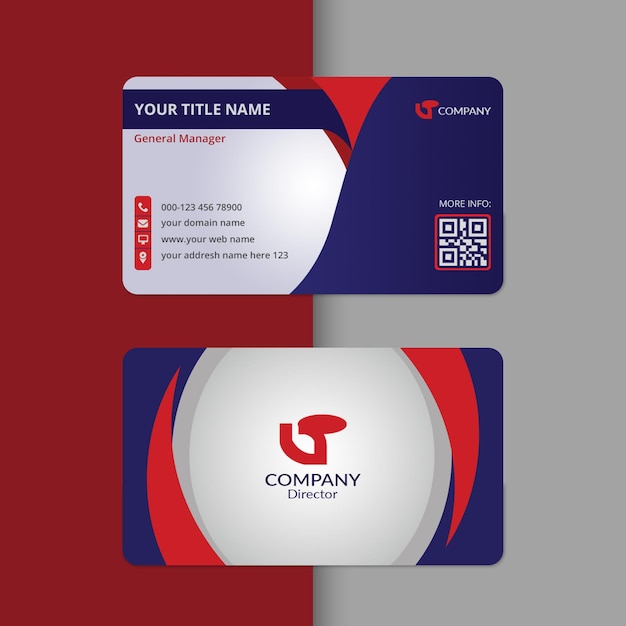Tarjeta de visita corporativa blanca con diseño de detalles en rojo Tarjeta de doble cara Modern Company