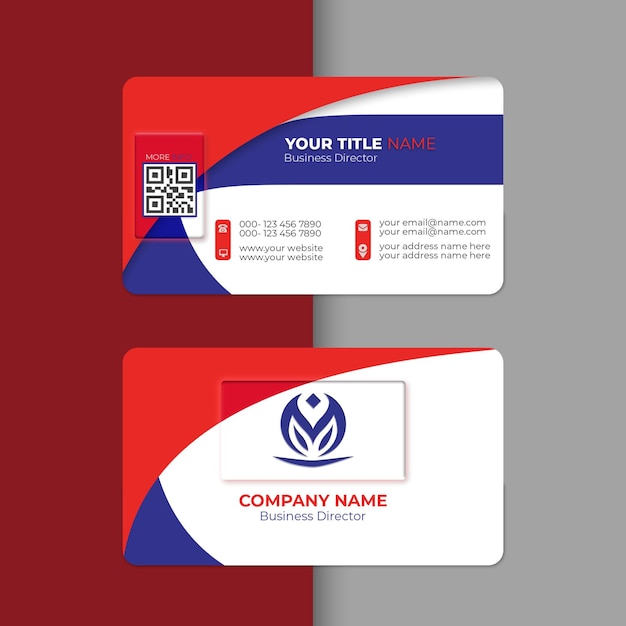 Tarjeta de visita corporativa blanca con diseño de detalles en rojo Tarjeta de doble cara Modern Company