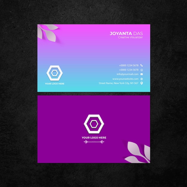 Tarjeta de visita horizontal de doble cara de negocios coloridos abstractos