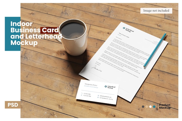 Tarjeta de visita interior y maqueta de papel de carta para mostrar su diseño a los clientes