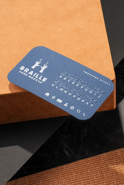 PSD tarjeta de visita con maqueta de texto en braille