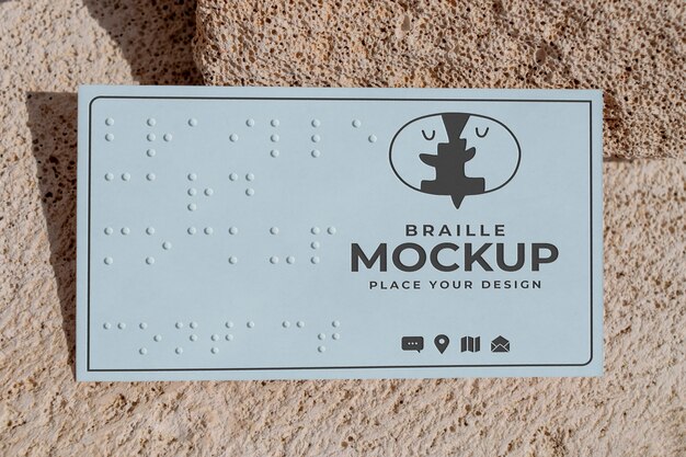 PSD tarjeta de visita con modelo de texto en braille