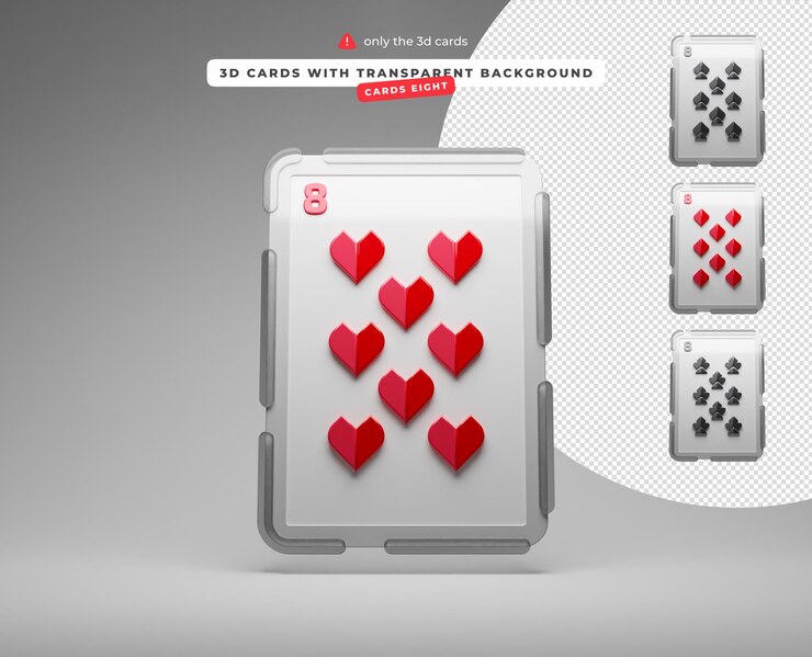 PSD tarjetas 3d con fondo transparente ocho de corazones picas diamantes clubes tarjetas