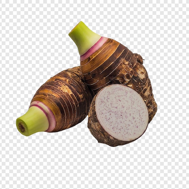 taro crudo y en rodajas png aislado en fondo transparente PSD premium