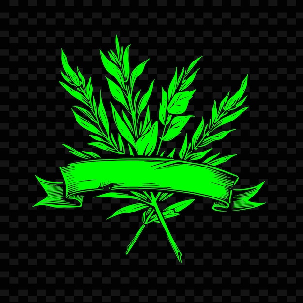 PSD tarragon sprig emblem logo mit dekorativem banner und botani nature herb vector design collections