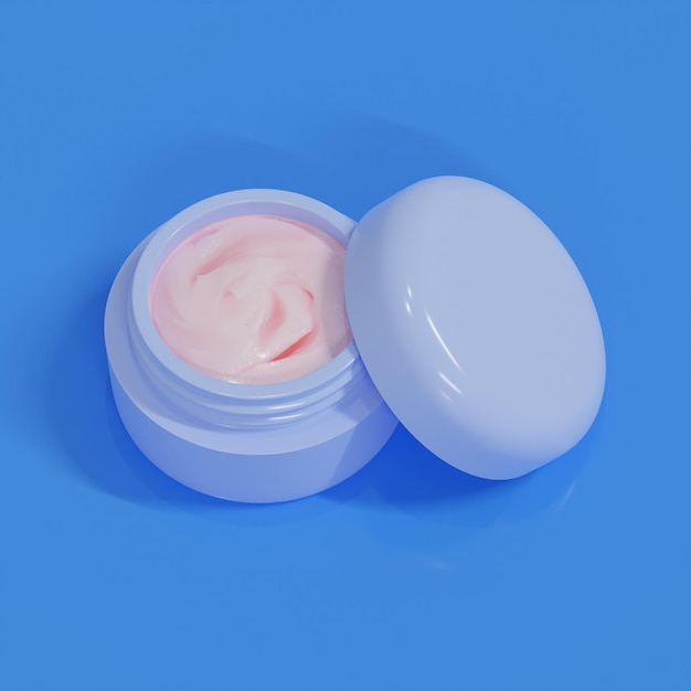 Tarro abierto de cosméticos azules