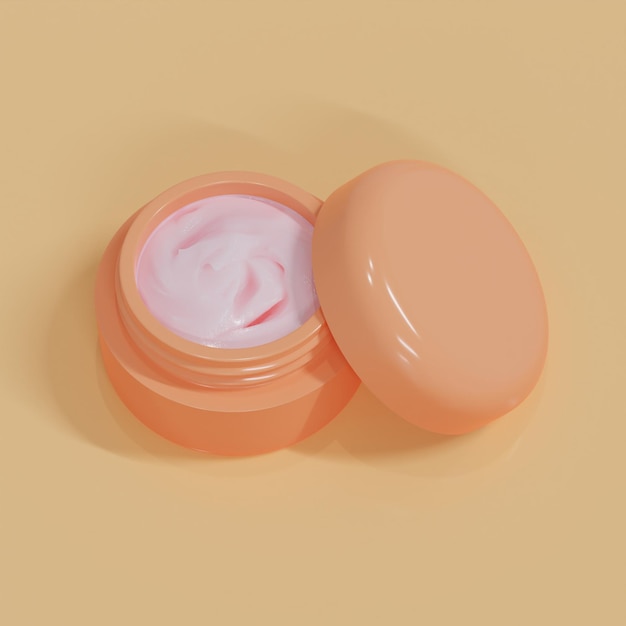 Tarro abierto de cosméticos naranja
