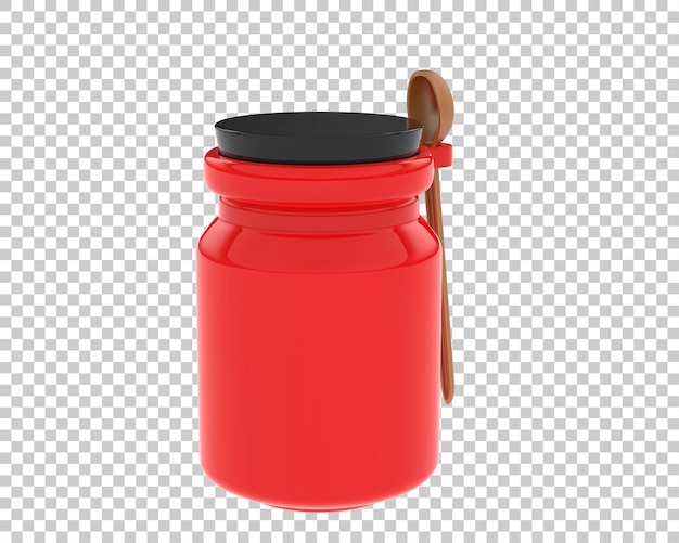 Tarro con cuchara sobre fondo transparente Ilustración de renderizado 3d