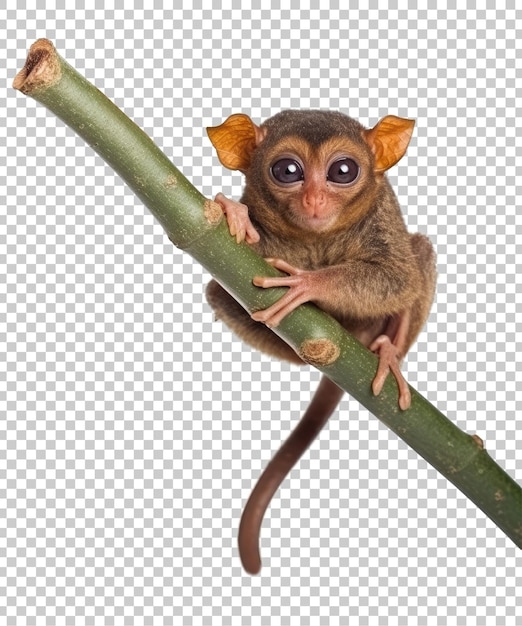 PSD tarsier em um galho isolado em fundo transparente