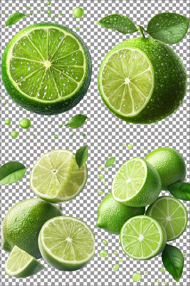 Tarta de cal verde brillante y refrescante cítrico hiperrealista PNG aislado con transparente transparente