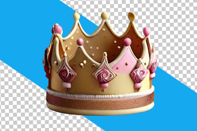 Tarta de la corona de los príncipes de cumpleaños 3d con espacio de copia