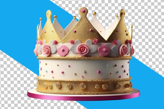Tarta de la corona de los príncipes de cumpleaños 3d con espacio de copia