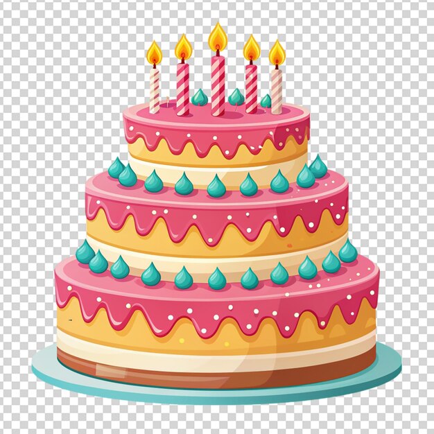 Tarta de cumpleaños aislada sobre un fondo transparente