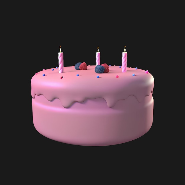 Tarta de cumpleaños rosa con decoraciones