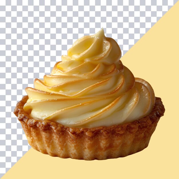 PSD una tarta de limón con una gota de crema batida en un fondo transparente, ilustración generada por la ia