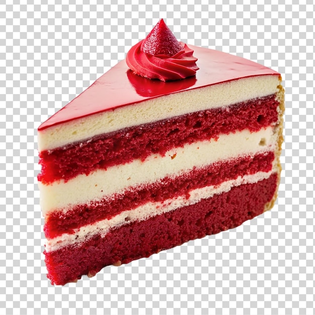 PSD tarta de terciopelo rojo con crema roja aislada sobre un fondo transparente