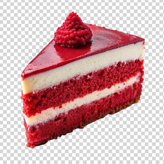 PSD tarta de terciopelo rojo con crema roja aislada sobre un fondo transparente