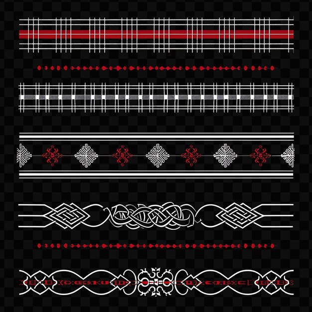 PSD tartan escocés diseño de líneas fronterizas con cuadros y decoración de clan línea de tatuaje ideas de arte de tinta concepto cnc