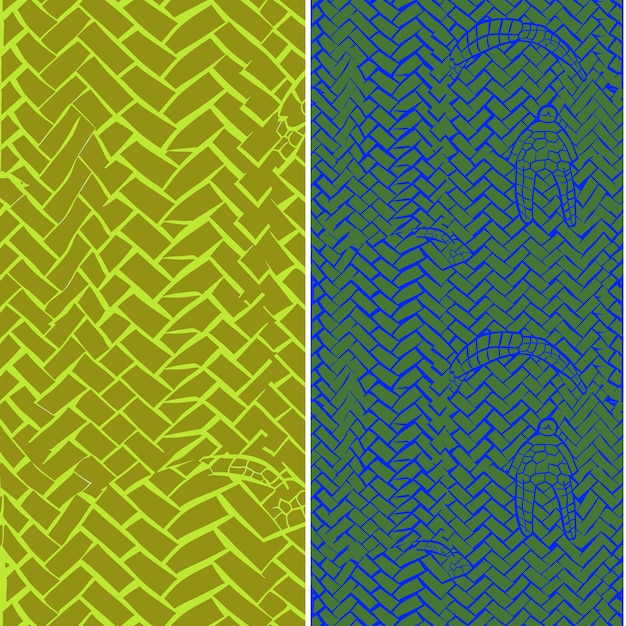 Tartaruga con silhouette di erba marina stratificata in un disegno vettoriale a disegno naturale