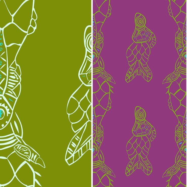 PSD tartaruga-do-mar com silhueta oval tribal desenho gráfico minimal desenhos vetoriais de padrões naturais