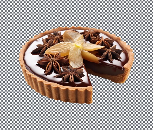 PSD tarte au gingembre au chocolat frais et magnifique isolée sur un fond transparent