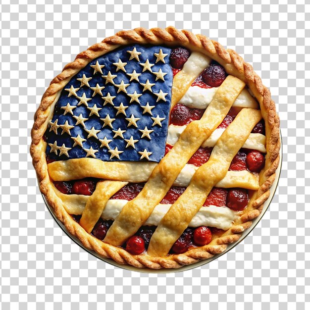 PSD une tarte aux pommes patriotique avec le drapeau américain isolé sur un fond transparent