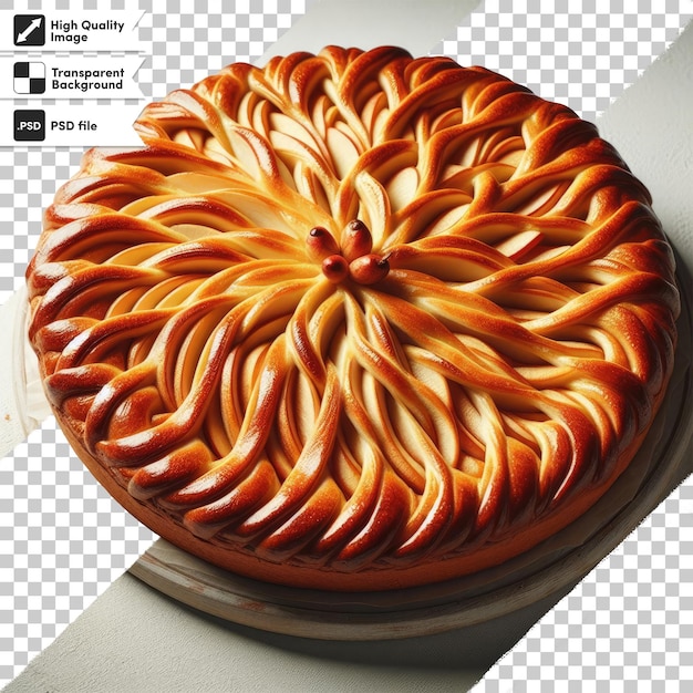 PSD tarte aux pommes psd sur une assiette sur fond transparent avec couche de masque modifiable