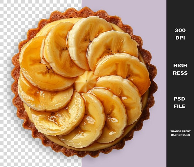 PSD une tarte avec des bananes dessus et une image d'une tarte à la banane