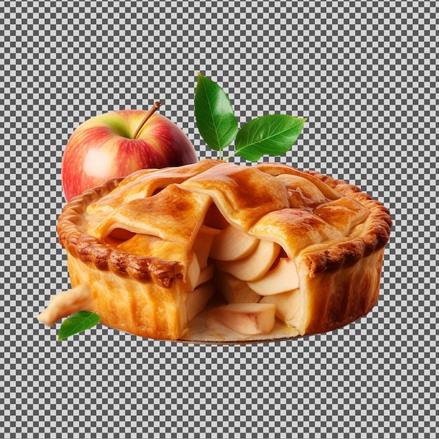PSD une tarte avec une feuille dessus qui dit tarte aux pommes