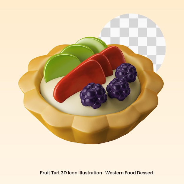 tartelette aux fruits croûte à tarte nourriture occidentale dessert plat rendu 3d icône illustration isolé